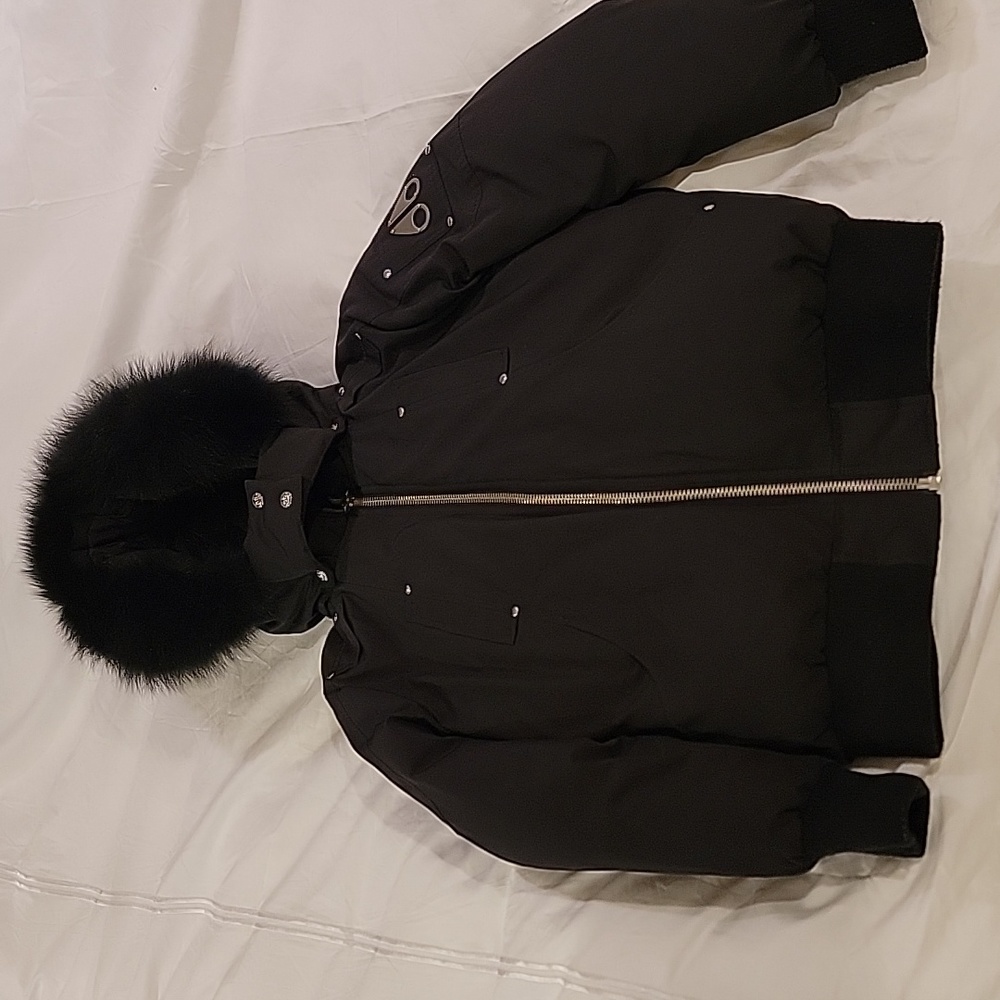 Kids Moose Knuckles Black with Black Fur Parka
